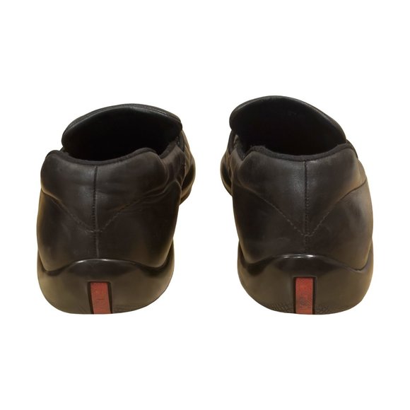 PRADA Mens Slip On Loafers with Red Heel Stripe - Leather - Made in Italy - Picture 4 of 6